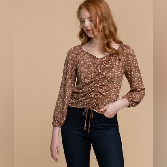 Ripe Long Sleeve Ruched Front Lightly-ribbed V-neck Women's Size XXL Top‎ - Picture 1 of 8